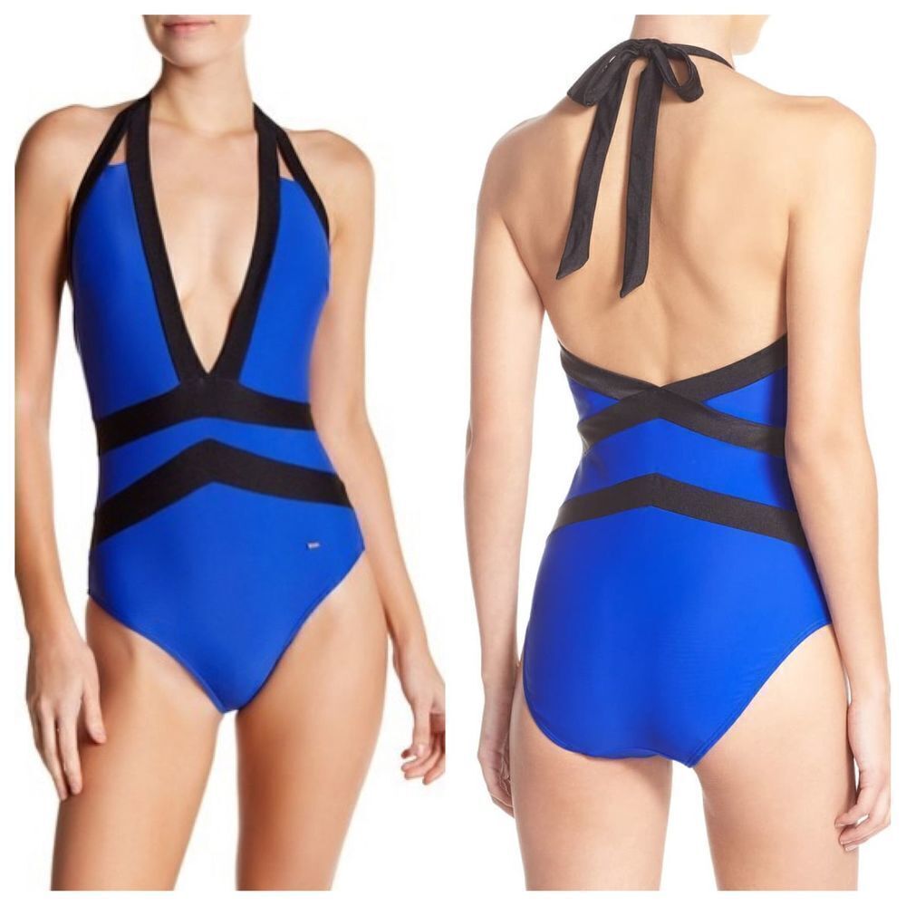 TED Baker Ralinda Halter One-Piece Swimsuit Sz 12